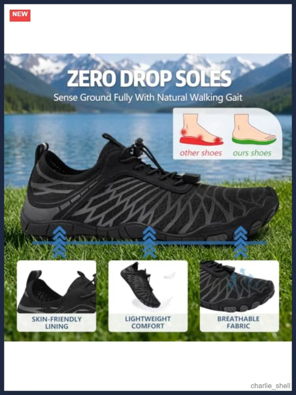 Barefoot Minimalist Water Shoes Wide Toe Box Zero Drop for Hiking Running